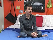 Colby London is sitting in bed giving an interview after having filmed a fuck scene gay sex black twinks